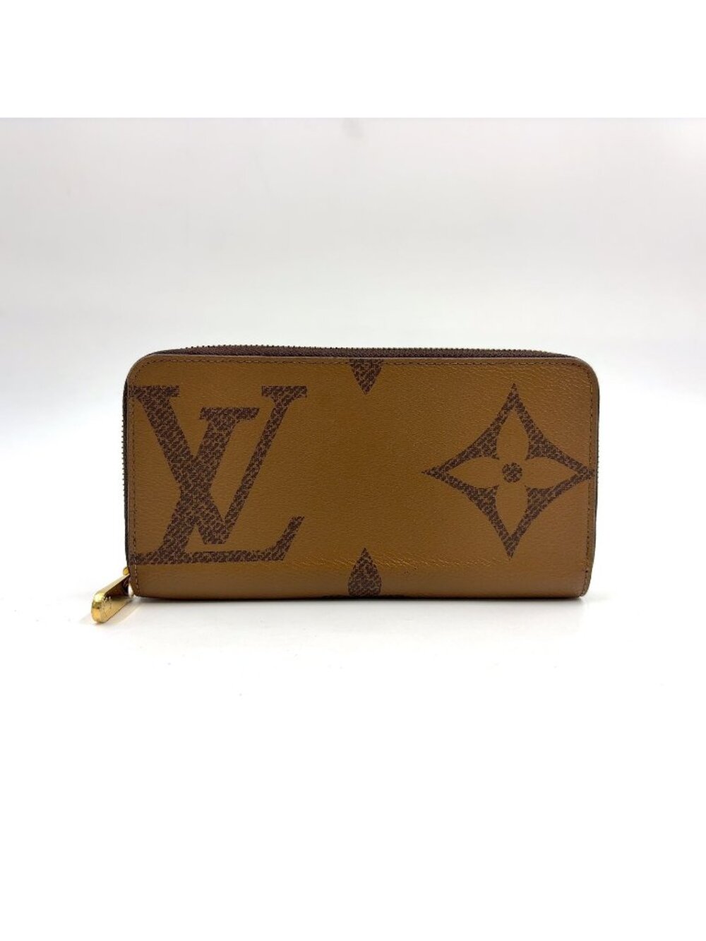 Louis Vuitton Zippy Wallet Monogram Giant Leather Brown Round Gold